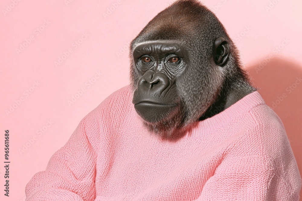 Poster this collage template is generated by an stock algorithm and shows a weird person wearing a soft war
