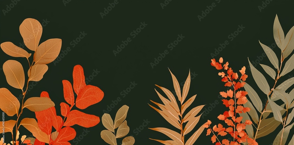 Poster this autumn background was created using ai and is a top view, copy space and a blue slate backgroun