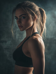 Naklejka premium Portret młodej, pięknej, wysportowanej instruktorki fitness.