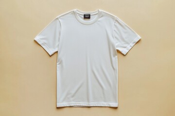 Simple Tshirt Flatlay mockup in beige background created with generative AI