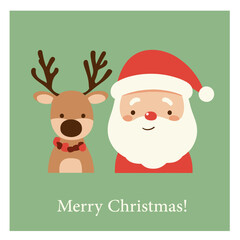 Festive Christmas Card with Santa Claus, Reindeer, and Holiday Cheer