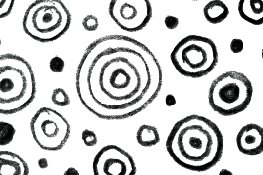 Hand-Drawn Print with Abstract Circular Patterns. Bold Black and White Design for Modern Textures