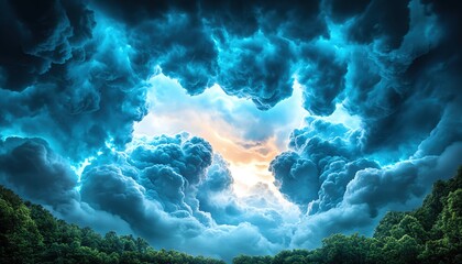 Fototapeta premium Cold front moving in with heavy clouds and wind, changing weather, turbulent atmosphere