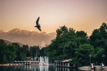 sunset over the lake