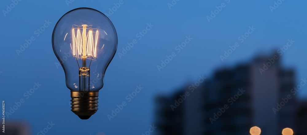 Poster the concept is of a light bulb with a complex digital network inside. the background is dark and tec