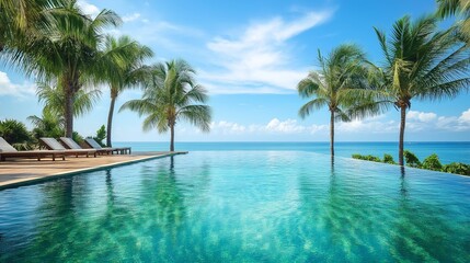 Fototapeta premium A luxurious villa perched on a cliff overlooking the tropical sea. 