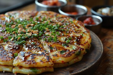 South Korea: Hotteok Pancake filled with brown sugar, honey, and nuts, served hot with the filling oozing out