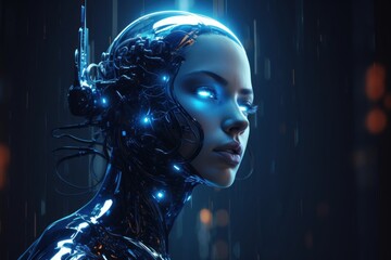 Cyborg portrait futuristic technology adult.