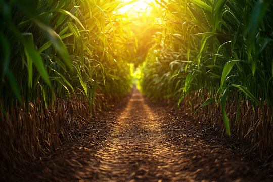 Sugarcane plantation in asia. Sugarcane farm, Natural landscape background