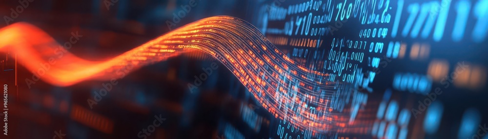 Wall mural abstract digital wave with vibrant colors representing data flow and technology innovation in a futu
