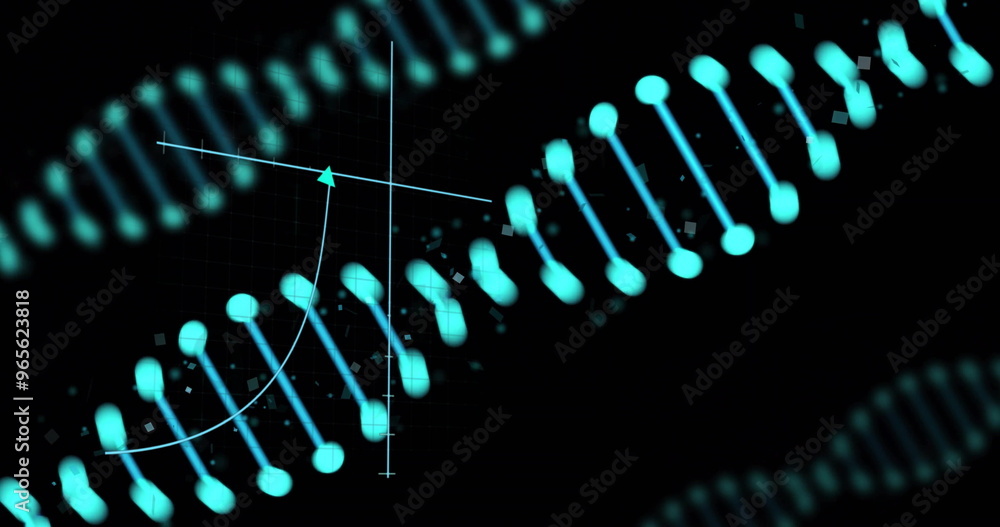 Poster dna strand and mathematical formulas, scientific data processing image