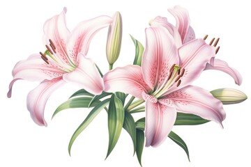 Fototapeta premium Lilys flower plant white background.