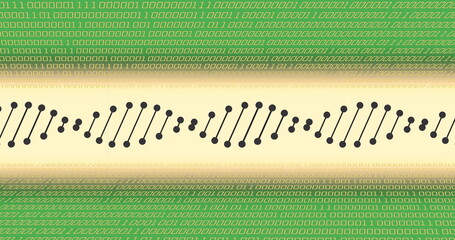 Binary code over dna strand illustration