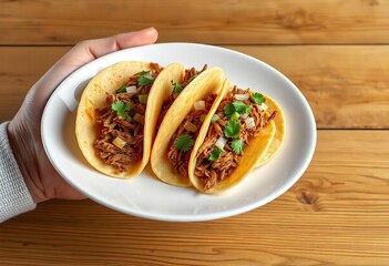 Hand holding taco plate