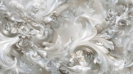 Abstract design featuring flowing shapes and textures in soft, muted tones.