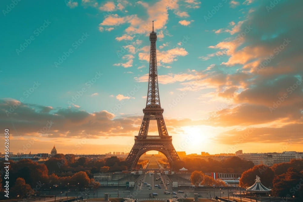 Poster eiffel tower architecture building landmark.