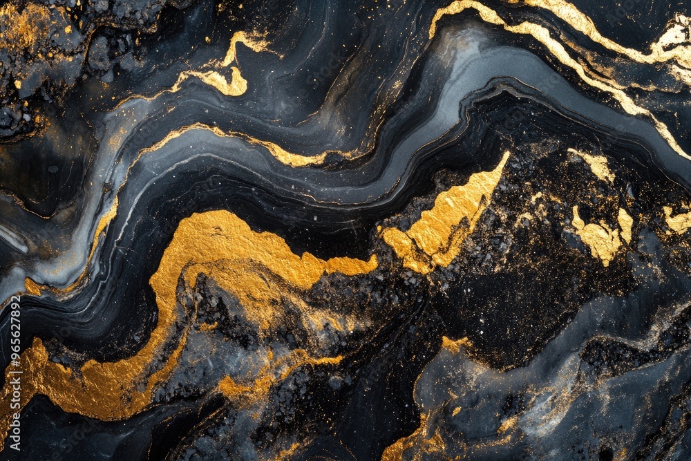 Wall mural Abstract black and gold marble texture. Perfect for adding a touch of luxury and elegance to your designs.