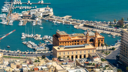 Aerial view of the Margherita theater in Bari, Puglia, Italy. It is located on the city's...