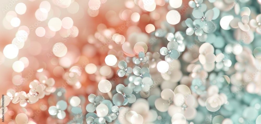 Poster Colorful bokeh background with soft hues of pink and blue, creating a dreamy and vibrant atmosphere.