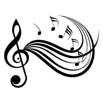 recommend clip art: Collection of musical notes in treble clef staff vector illustration, representing the concept of a musician and musical notes icon.