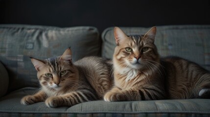 cats lying around on a couch at home