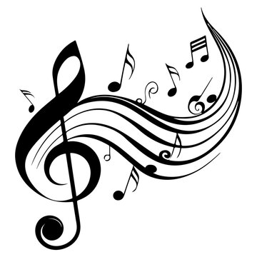 recommend clip art: Collection of musical notes in treble clef staff vector illustration, representing the concept of a musician and musical notes icon.