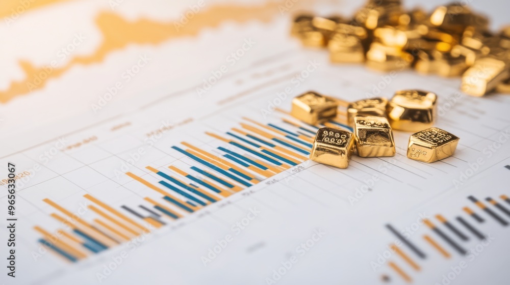 Aufkleber a gold price chart with a focus on historical data trends, including annotations and markers, set ag