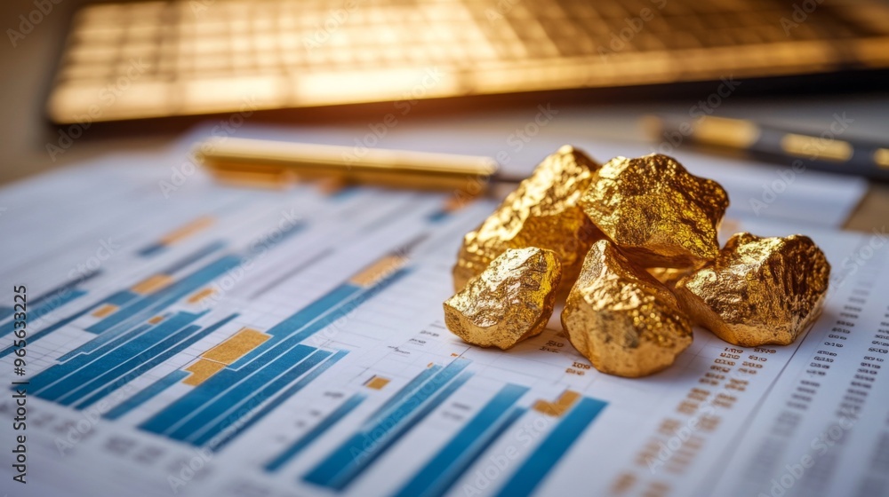 Aufkleber a gold price chart with a focus on historical data trends, including annotations and markers, set ag