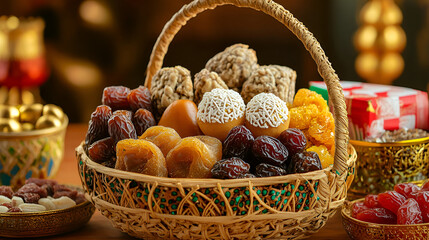 A beautifully arranged Eid Milad Nabi gift basket on 12 Rabi al Awwal