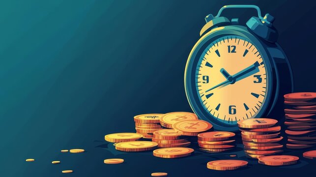 Simple vector of an animated loan payment timeline with interest reductions over time, loan amortization, financial education