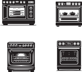 silhouette of clean vector of Oven isolated on white background