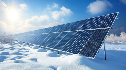 Solar Panels in a Snowy Landscape