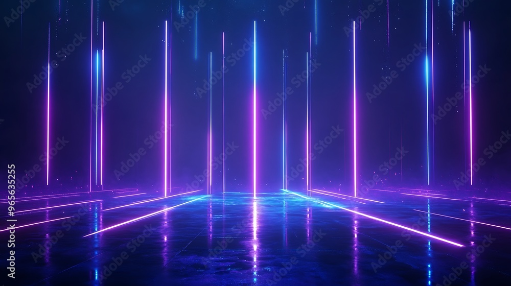 Aufkleber vivid neon lights illuminate a futuristic space, creating a mesmerizing display of colors and reflec