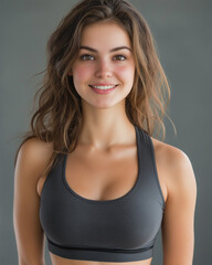 Obraz premium Portret młodej, pięknej, wysportowanej instruktorki fitness.