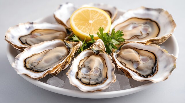 Juicy fresh oysters on the half shell, served with a squeeze of lemon, cold and refreshing