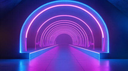 Naklejka premium 3D render with UV, blue neon abstract background