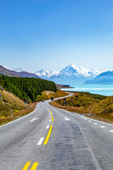 Mount Cook with Lake Pukaki, Canterbury, South Island, New Zealand, Oceania.