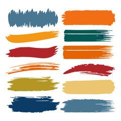 Collection of colorful paint ink grungy brush stroke vectors. Different ink brush grungy painted lines and design elements.