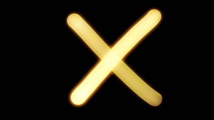Obraz premium Cross Warm yellow light painting element glowing vividly against a black background.