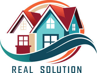 Flat Vector illustrative style real estate logo design template