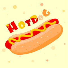 Vector hot dog. Hotdog. Fast food illustration