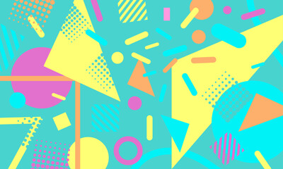 colorful abstract festive background inspired by Memphis style