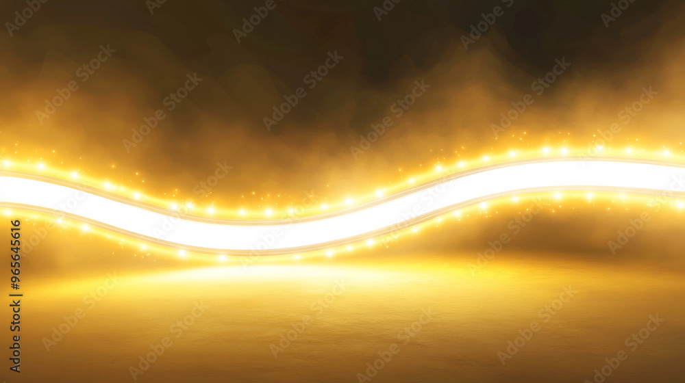 Poster a bright yellow and white neon light strip perfect for creating party borders. this vector design ca