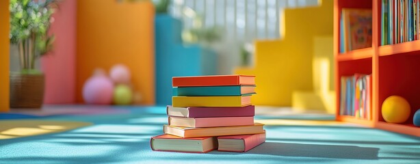 A bright and colorful product photography shot of childrens books