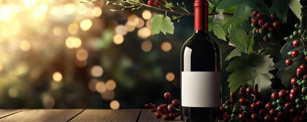 Personalized wine bottle with custom label, festive occasion, 3D illustration