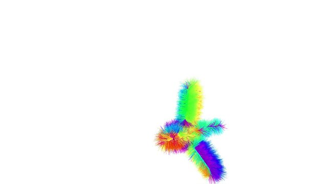 3D abstract color fur hair animal bird fly 4k