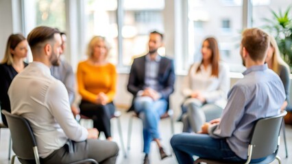Obraz premium Blurry Group Chat Therapy in a Calm Environment 