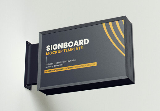 Rectangular Wall Signboard Mockup