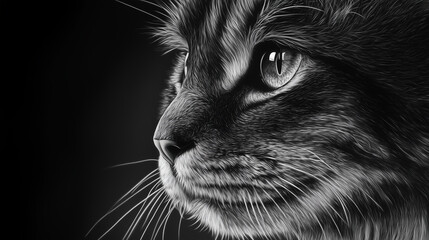 Cat Portrait Black and White