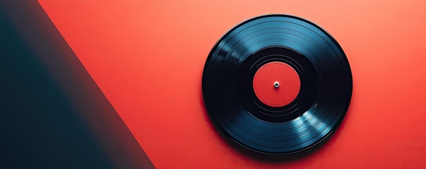A mockup of a music album cover, placed on a vinyl record sleeve with the record half-visible